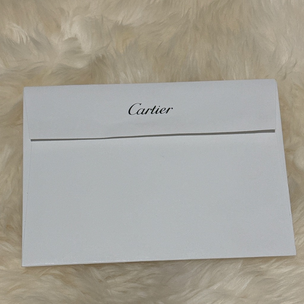 Authentic Cartier White Envelope Card Holder, Receipt Holder 6.25 x4.5in